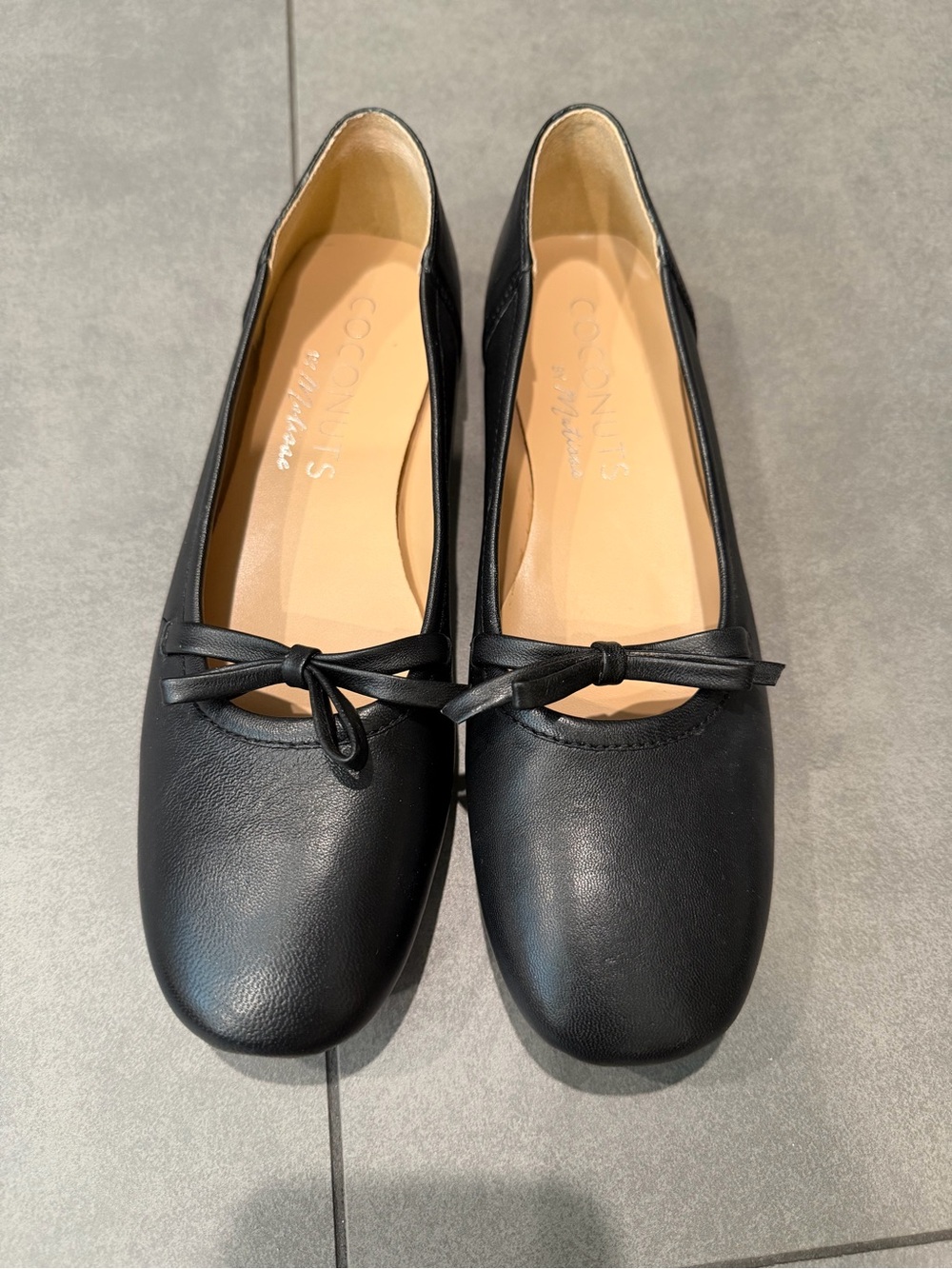 Coconuts by Matisse Black Leather Ballet Flat with Bow Accent - Picture 2 of 3